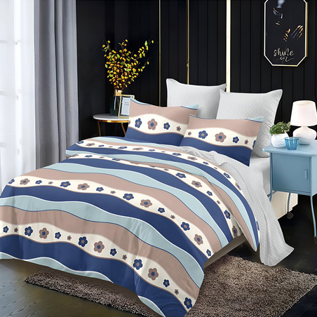 Двулицев спален комплект от 6 части без ластик - Синя тишина