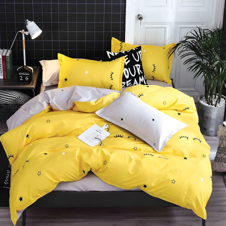 Двулицев спален комплект от 4 части с ластик (за приста) - Сънувай