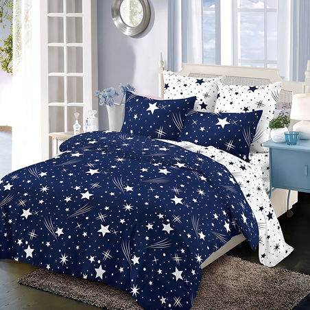 Двулицев спален комплект от 6 части без ластик - Звездно небе