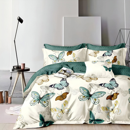 Двулицев спален комплект от 6 части без ластик - Златни пеперуди