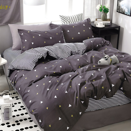 Двулицев спален комплект от 4 части с ластик (за приста) - Зебра