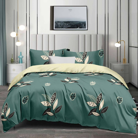 Двулицев спален комплект от 4 части без ластик (за приста) - Емералдова нощ