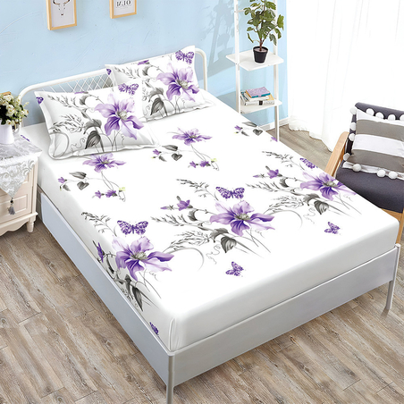 Спален комплект от 3 части с ластик - Омайна градина