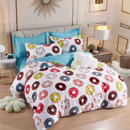 Двулицев спален комплект от 4 части без ластик (за приста) - Понички