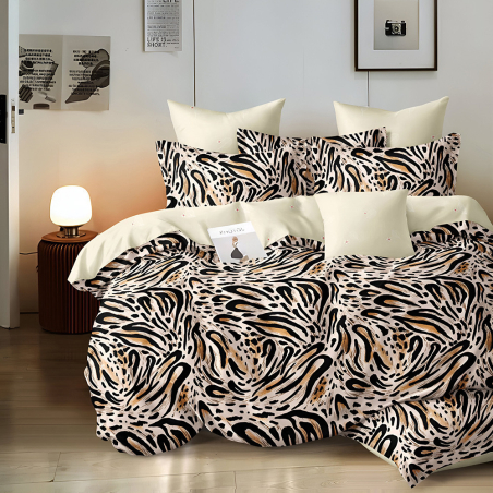 Двулицев спален комплект от 6 части с ластик - Дивата природа