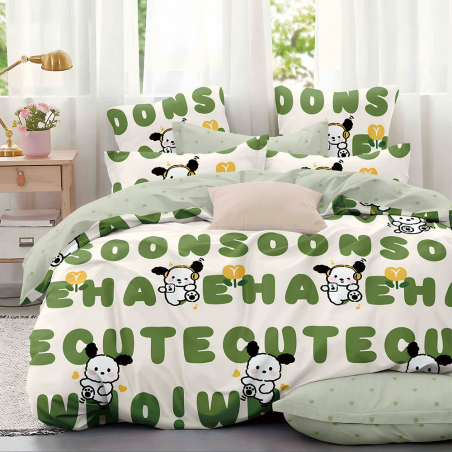 Двулицев спален комплект от 4 части без ластик (за приста) - Пудел