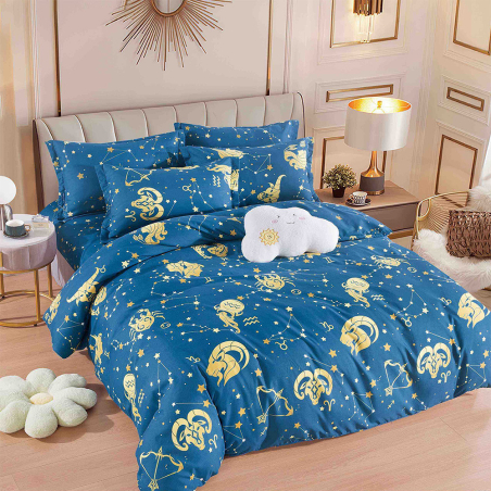 Двулицев спален комплект от 4 части без ластик (за приста) - Зодиак