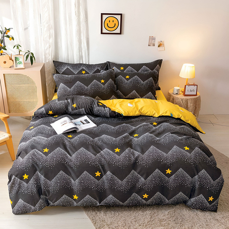 Двулицев спален комплект от 4 части без ластик - Море от звезди