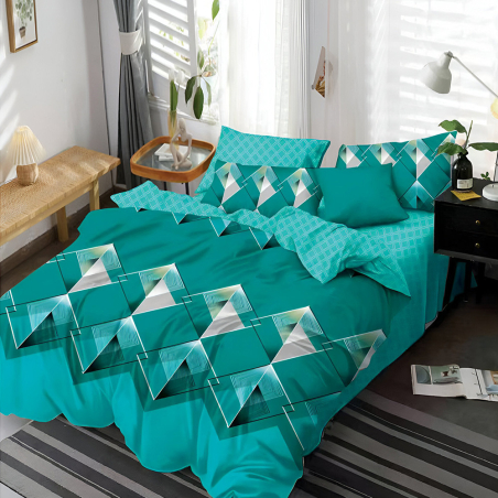 Двулицев спален комплект от 6 части без ластик - Тюркоаз