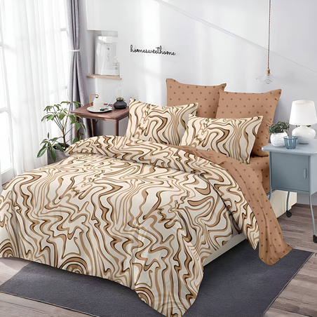 Двулицев спален комплект от 6 части без ластик - Сахара