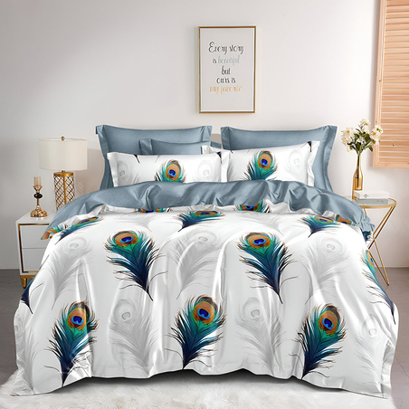 Двулицев спален комплект от 6 части без ластик - Паун