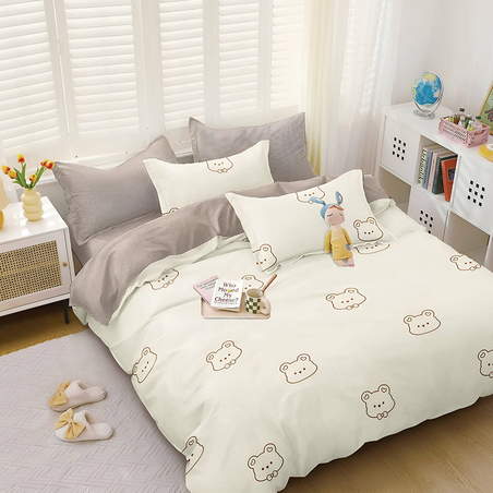 Двулицев спален комплект от 4 части без ластик - Кафяви мечета