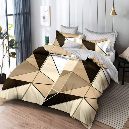 Двулицев спален комплект от 6 части без ластик - Кафе и ванилия