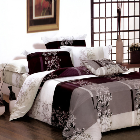 Двулицев спален комплект от 6 части с ластик - Бордо