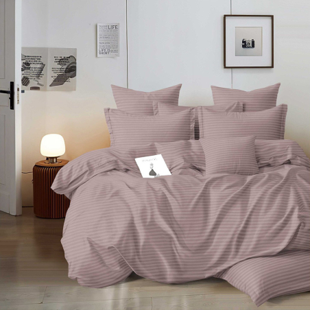 Едноцветен спален комплект от 6 части с ластик - Лилав