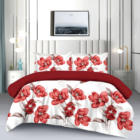 Двулицев спален комплект от 4 части без ластик (за приста) - Цветен копнеж