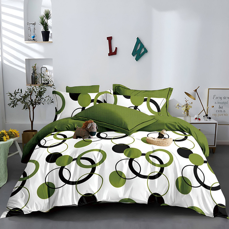 Двулицев спален комплект от 6 части без ластик - Зелена свежест