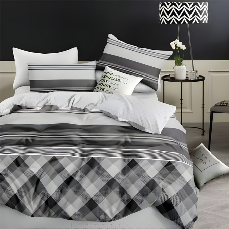 Двулицев спален комплект от 4 части без ластик - Луксозно сиво