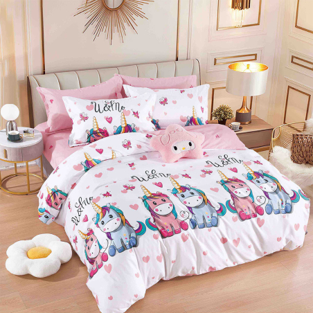 Двулицев спален комплект от 4 части без ластик (за приста) - Аз и ти