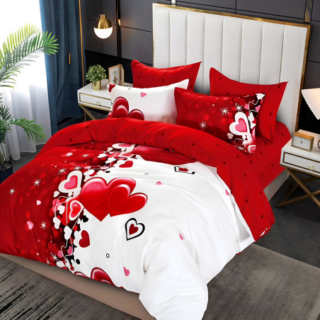 Двулицев спален комплект от 6 части с ластик - Свети Валентин