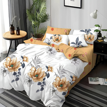 Двулицев спален комплект от 6 части без ластик - Ароматна кайсия