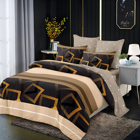 Двулицев спален комплект от 6 части без ластик - Кадифен сън