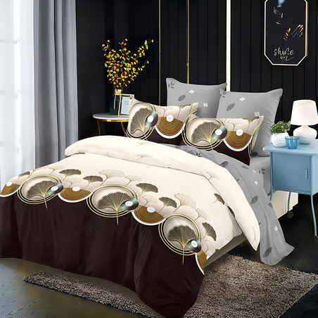 Двулицев спален комплект от 6 части без ластик - Пясъчен залез