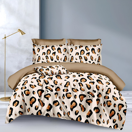 Двулицев спален комплект от 6 части без ластик - Леопард