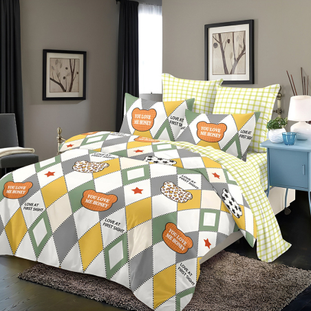 Двулицев спален комплект от 6 части без ластик - Хъни