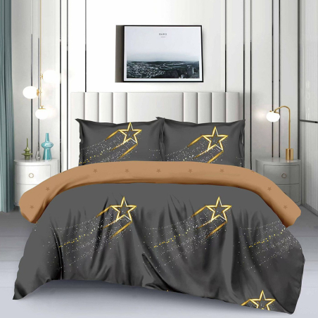 Двулицев спален комплект от 4 части без ластик (за приста) - Звездна нощ
