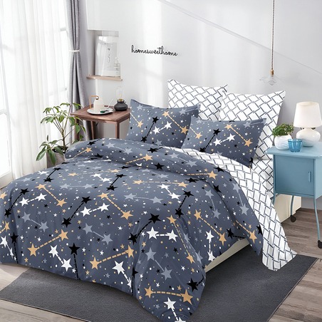 Двулицев спален комплект от 6 части без ластик - Магия в нощта