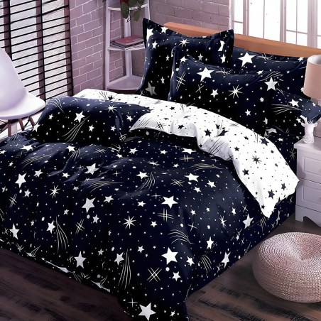 Двулицев спален комплект от 6 части с ластик - Галактика
