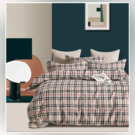 Двулицев спален комплект от 4 части без ластик (за приста) - Бърбери