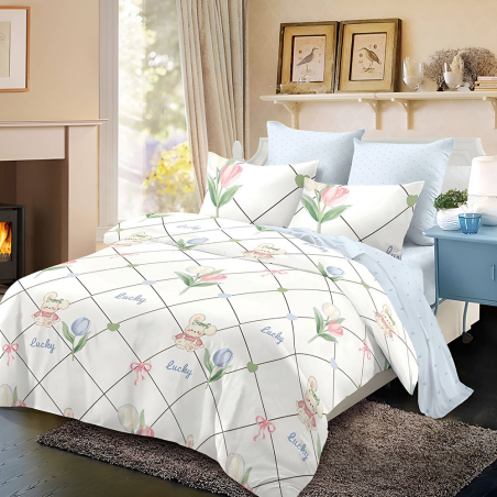 Двулицев спален комплект от 6 части без ластик - Лъки