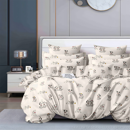 Двулицев спален комплект от 4 части без ластик (за приста) - 101 далматинци
