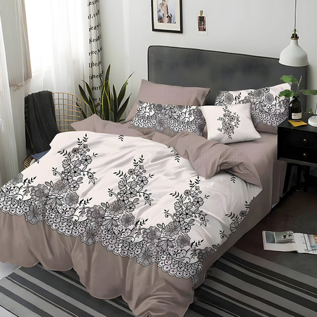 Двулицев спален комплект от 6 части без ластик - Песен на нощта