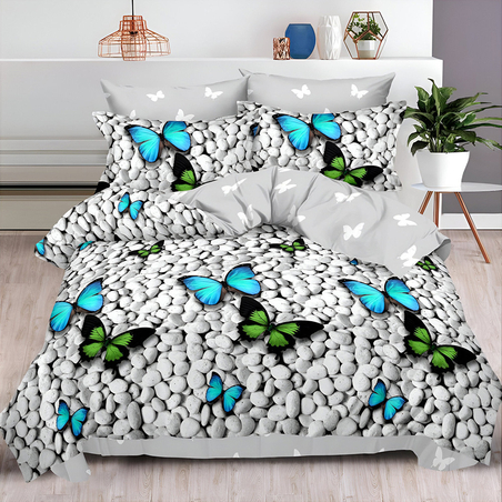 Двулицев спален комплект от 6 части с ластик - Каменни пеперуди
