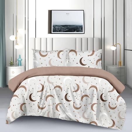 Двулицев спален комплект от 4 части без ластик (за приста) - Кристална нощ