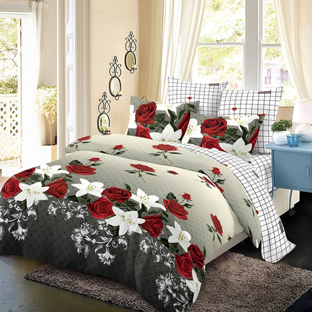 Двулицев спален комплект от 6 части без ластик - Рози