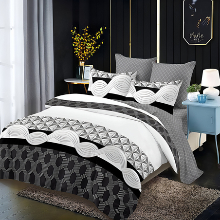 Двулицев спален комплект от 6 части без ластик - Вълни