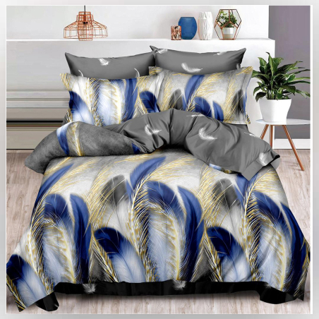 Двулицев спален комплект от 6 части без ластик - Мраморни пера