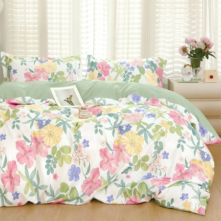 Двулицев спален комплект от 4 части без ластик (за приста) - Цветна песен