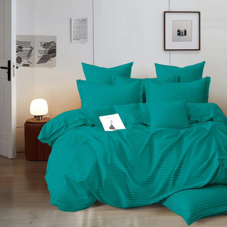Едноцветен спален комплект от 6 части с ластик - Тюркоазенозелен