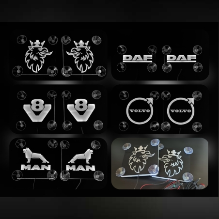 Двойни светещи LED табели с лого за предно стъкло
