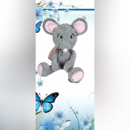 Plush mouse with pink ears