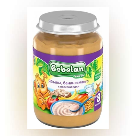 Bebelan Млечна каша ябълкa банан и манго с овесени ядки 8+ месеца х190 г