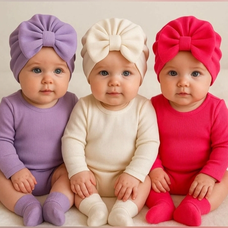 Бебешка шапка тип тюрбан 0-6 месеца