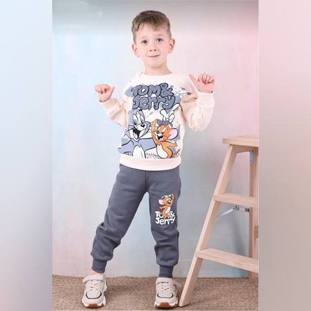 Ватиран комплект Том и Джери в сиво