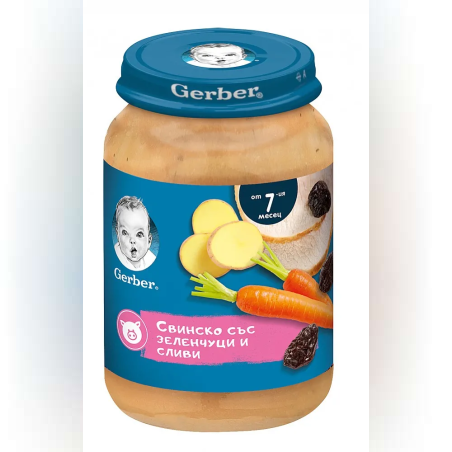GERBER Свинско със зеленчуци и сливи 7м. 190г