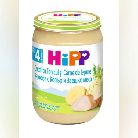 Hipp пюре картофи, копър и заешко месо 4м+ 190г